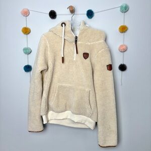 Wanakome Sherpa Off White Cream Half Zip Hoodie
